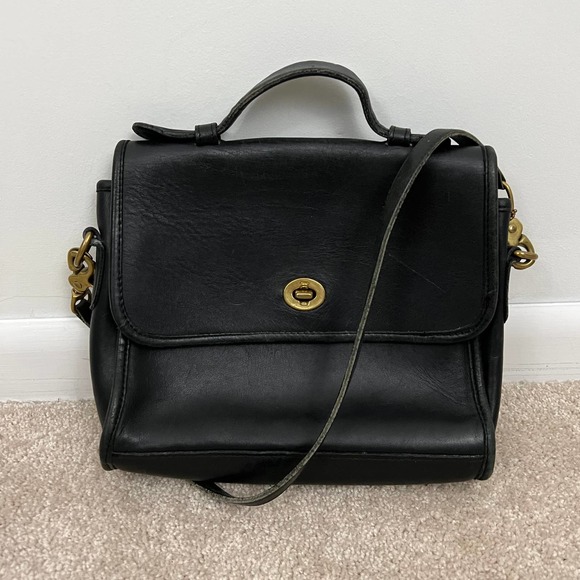Coach Handbags - Coach Court Bag Purse Black Vintage